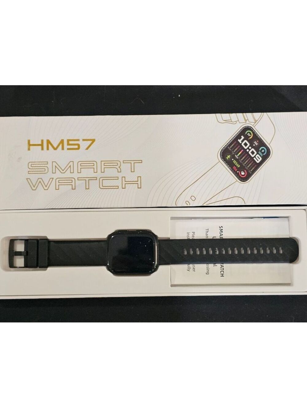 HM57 Smart Watch with Black Silicone Band